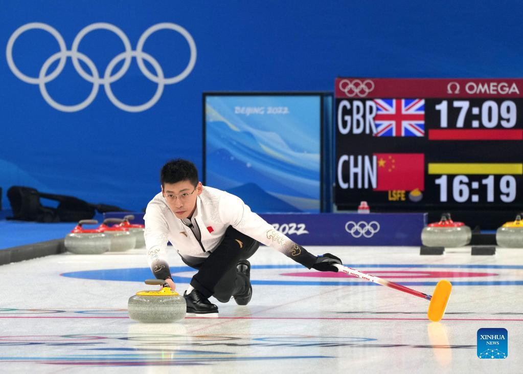 Highlights of curling mixed doubles round robin event on Feb. 6Xinhua