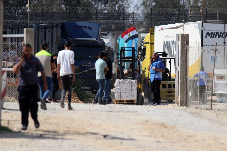 Focus Trucks With Humanitarian Aid Enter Gaza Through Rafah