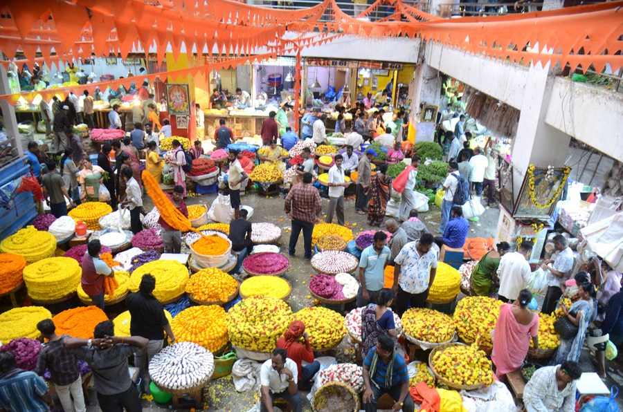 Asia Album Bustling Flower Market In India S Bangalore Xinhua