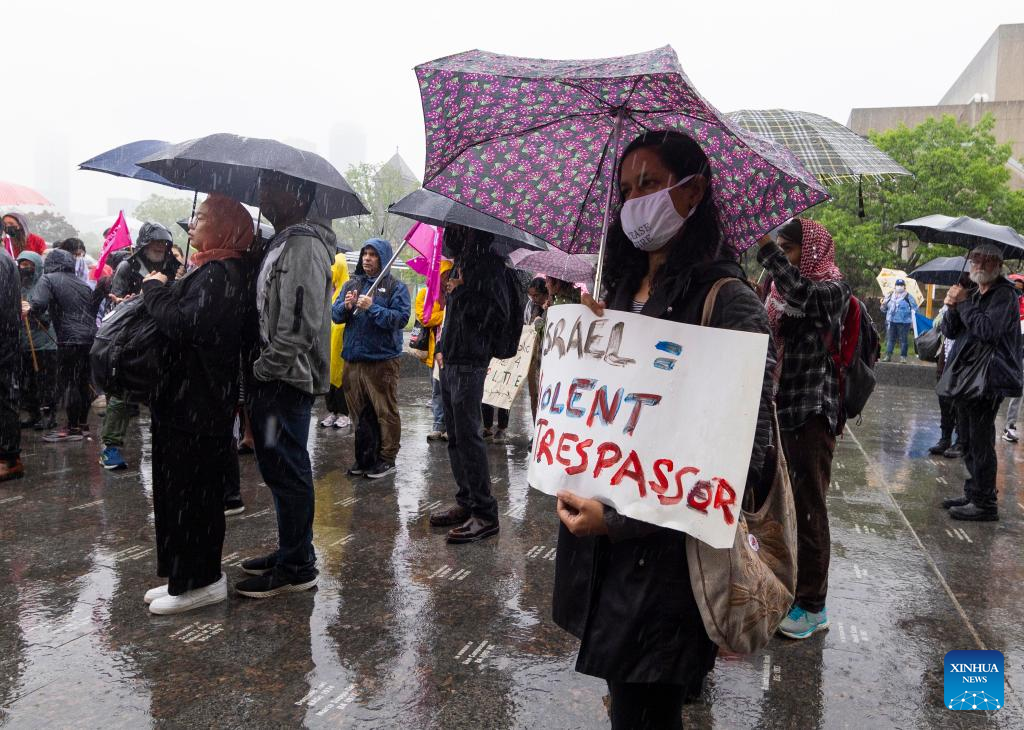 Pro-Palestinian demonstrators at University of Toronto hold solidarity