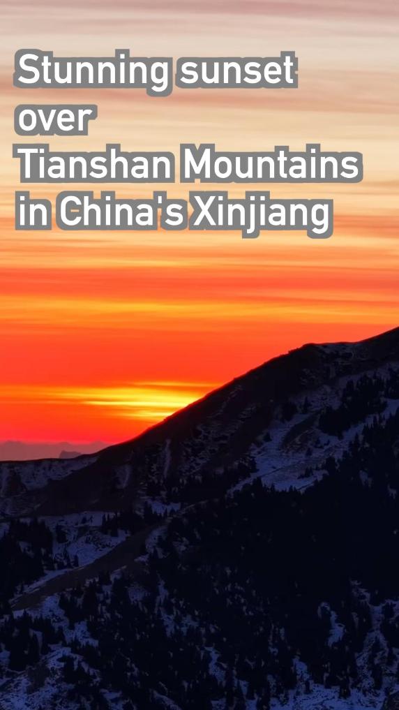 Stunning sunset over Tianshan Mountains in China's Xinjiang