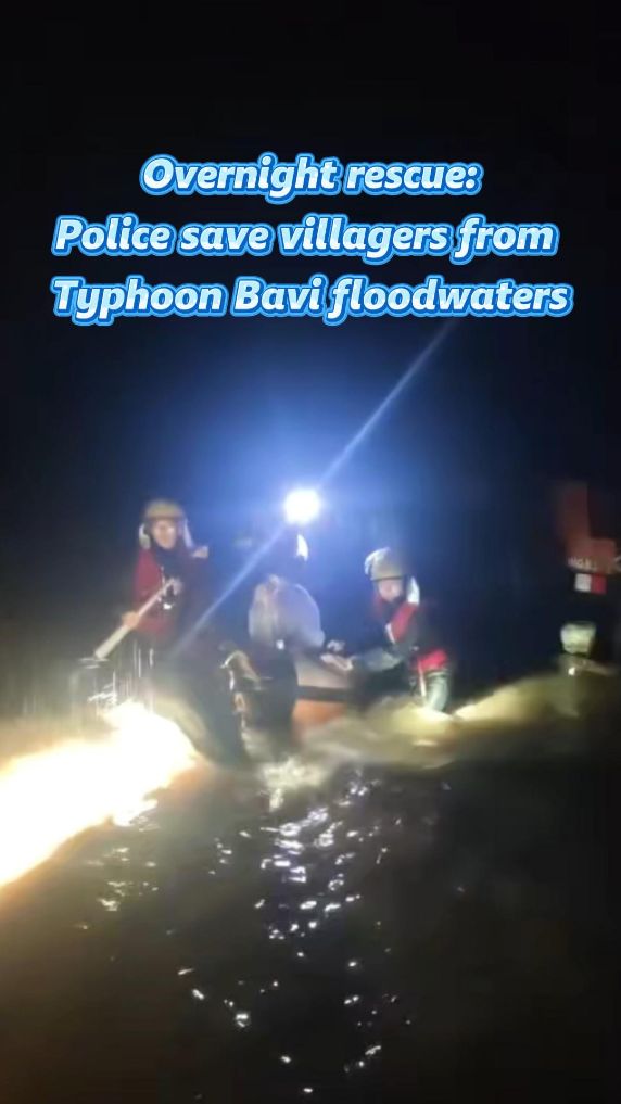 Overnight rescue: Police save villagers stranded by Typhoon Bavi floodwaters in E China