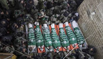 Funeral held for Palestinian Hamas militants in Gaza
