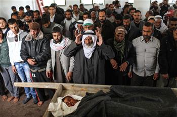 Funeral held for Palestinian child killed in Israeli airstrikes