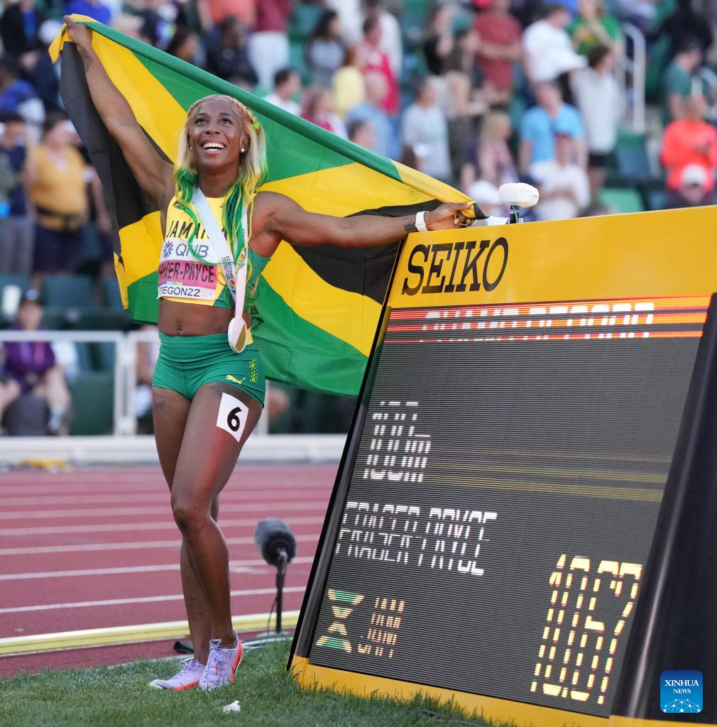 Jamaican legend FraserPryce lifts fifth women's 100m world titleXinhua