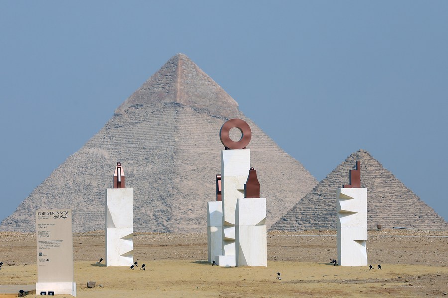 Exhibition near Egypt's Giza Pyramids combines ancient history with