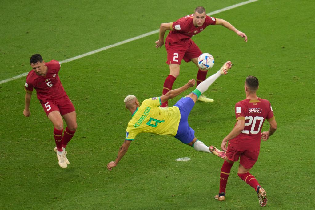 Richarlison doubles for Brazil, controversial penalty helps