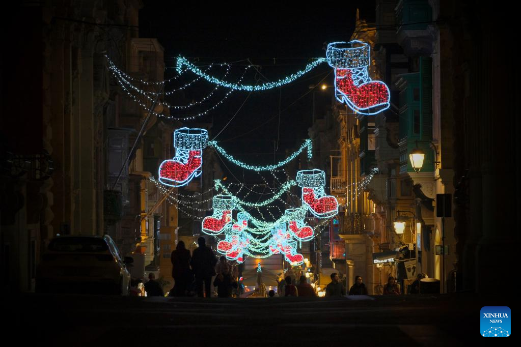 Christmas decorations seen in Valletta, MaltaXinhua