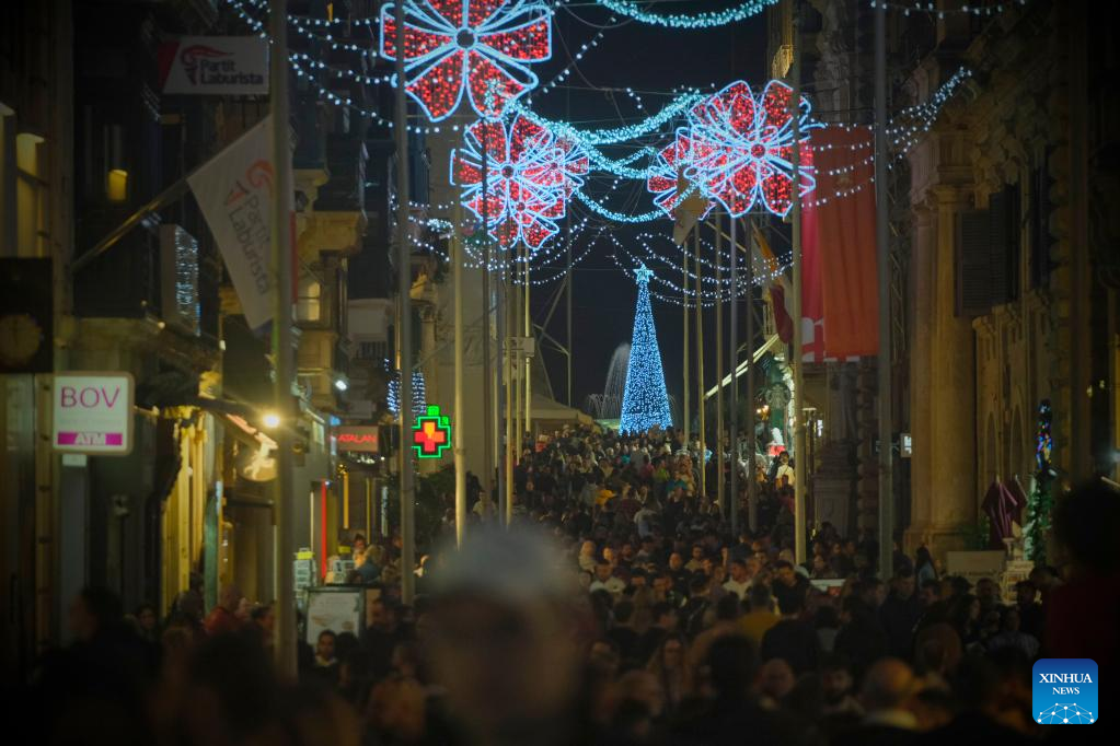 Christmas decorations seen in Valletta, MaltaXinhua