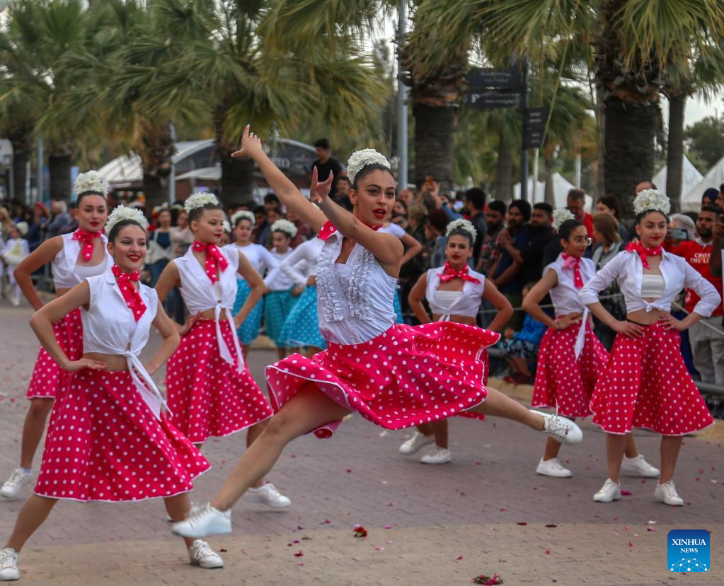 Flower festival parade held in Larnaca, CyprusXinhua