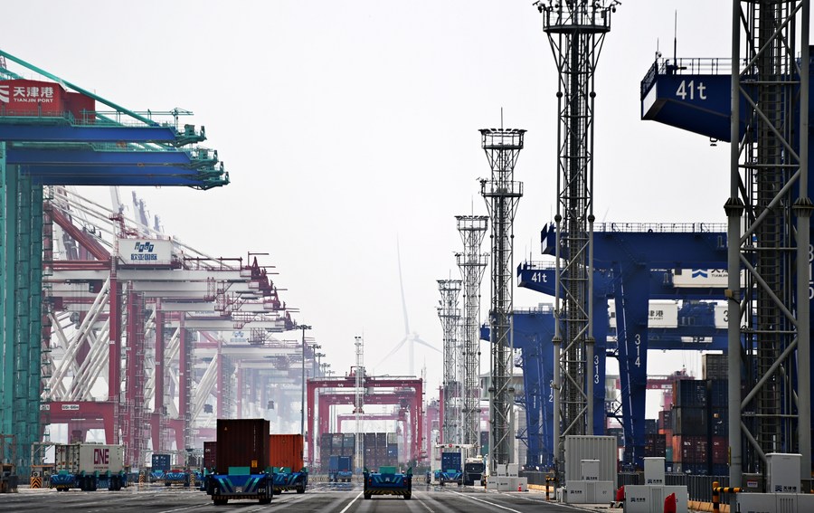 InPics: China's Tianjin Port sees record-high container throughput in ...