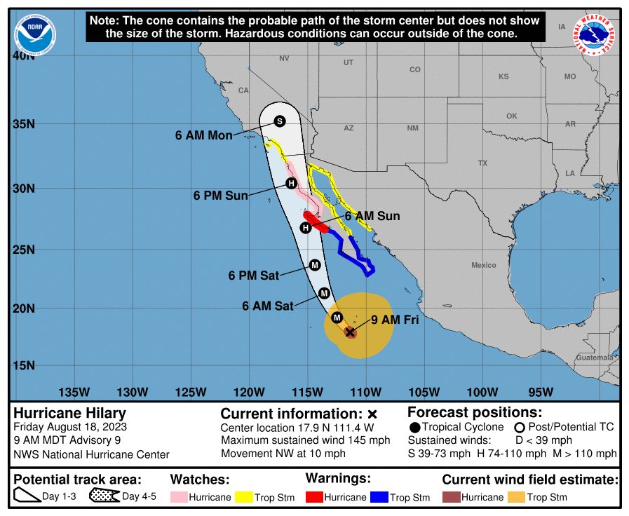 Hurricane Hilary barrels toward California