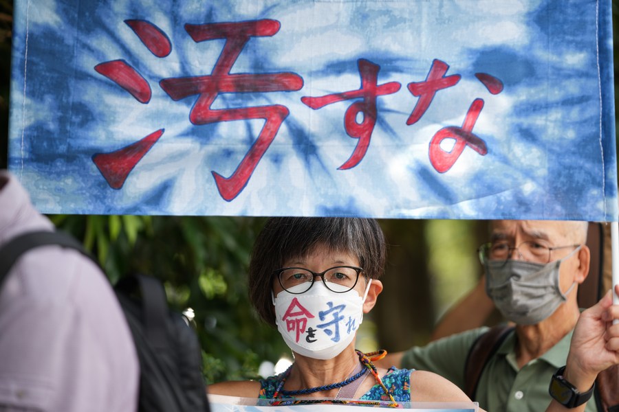 核汚染下水の海洋投棄に反対する日本人集会-新華社