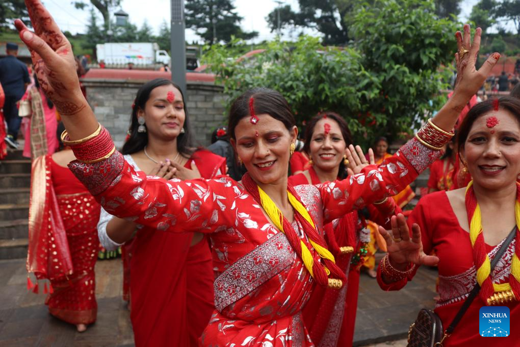 Teej Festival celebrated in Kathmandu, NepalXinhua