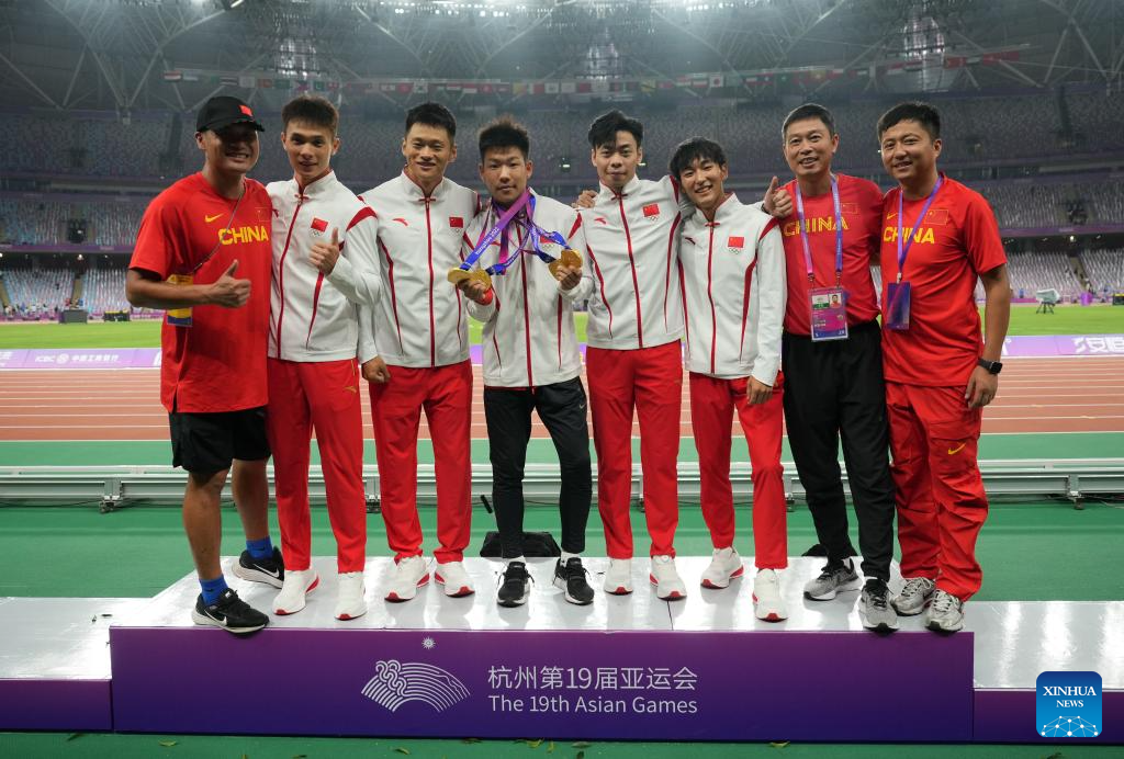 China wins men's 4x100m relay gold at Hangzhou Asiad-Xinhua