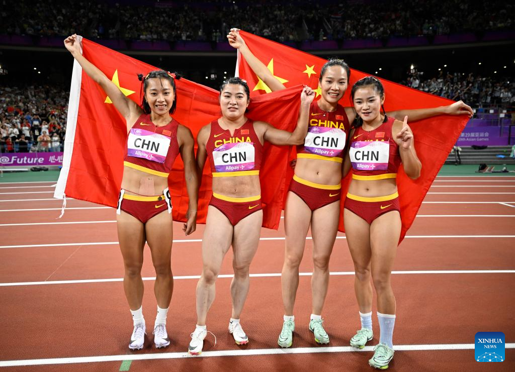 China wins women's 4x100m relay gold at Hangzhou Asiad-Xinhua