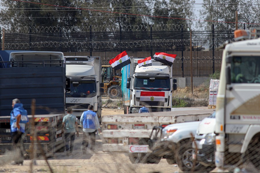 FOCUS | 20 Trucks With Humanitarian Aid Enter Gaza Through Rafah ...