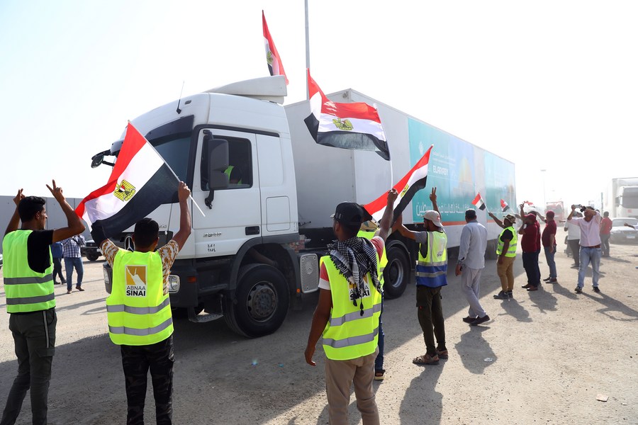 Second Convoy Of Relief Trucks En Route To Gaza Through Rafah Crossing ...