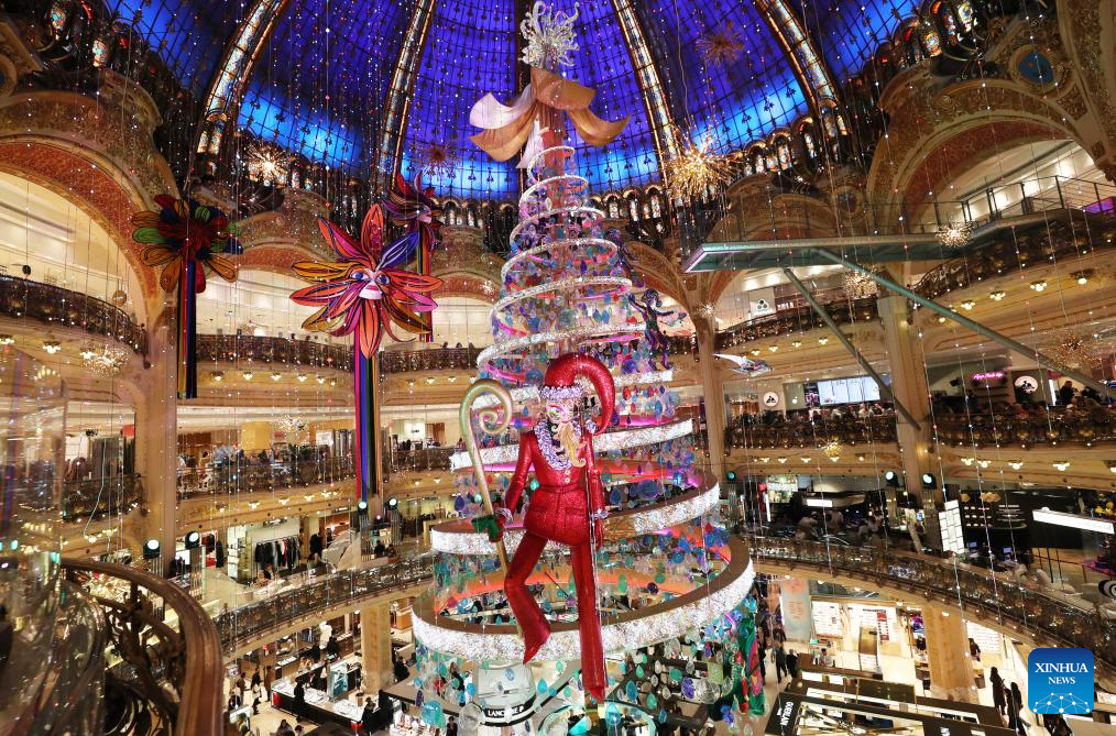 In pics: Christmas trees at Galeries Lafayette department store in ...