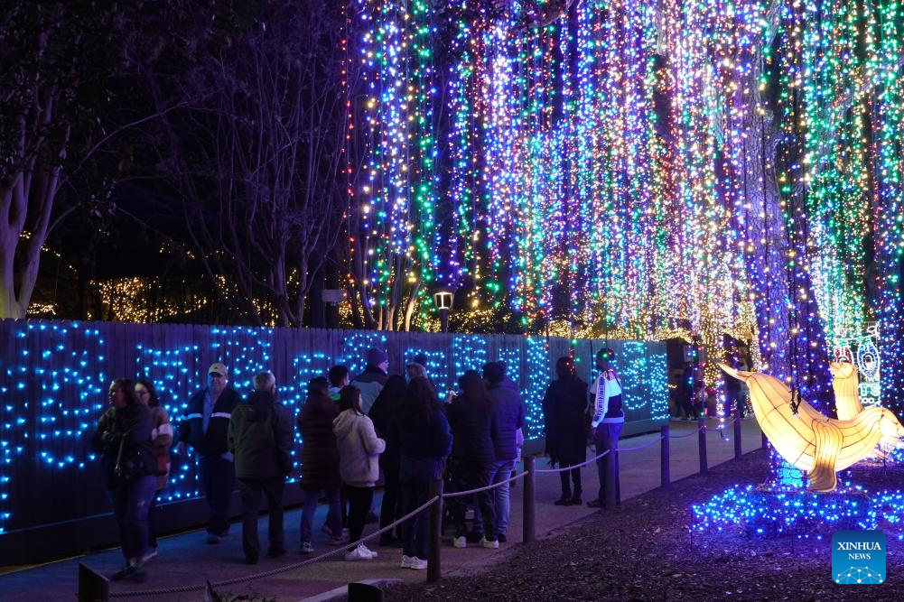 People visit Houston Zoo Lights in U.S. Xinhua