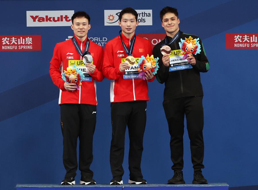 China's Wang clinches 3rd consecutive 3m springboard worlds title-Xinhua