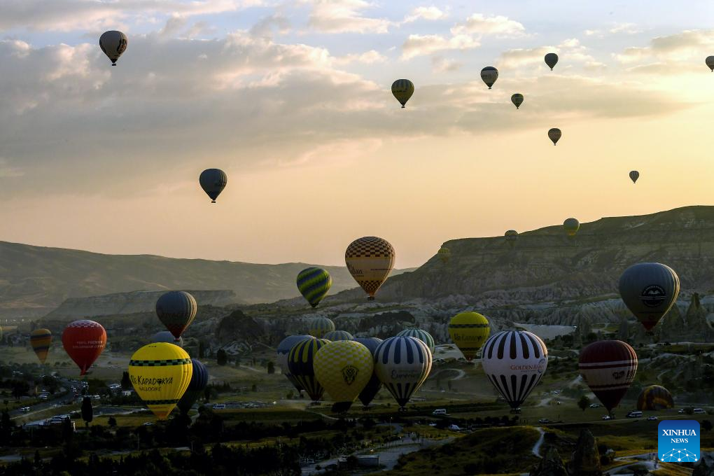 Hot air balloons seen in Nevsehir, Türkiye