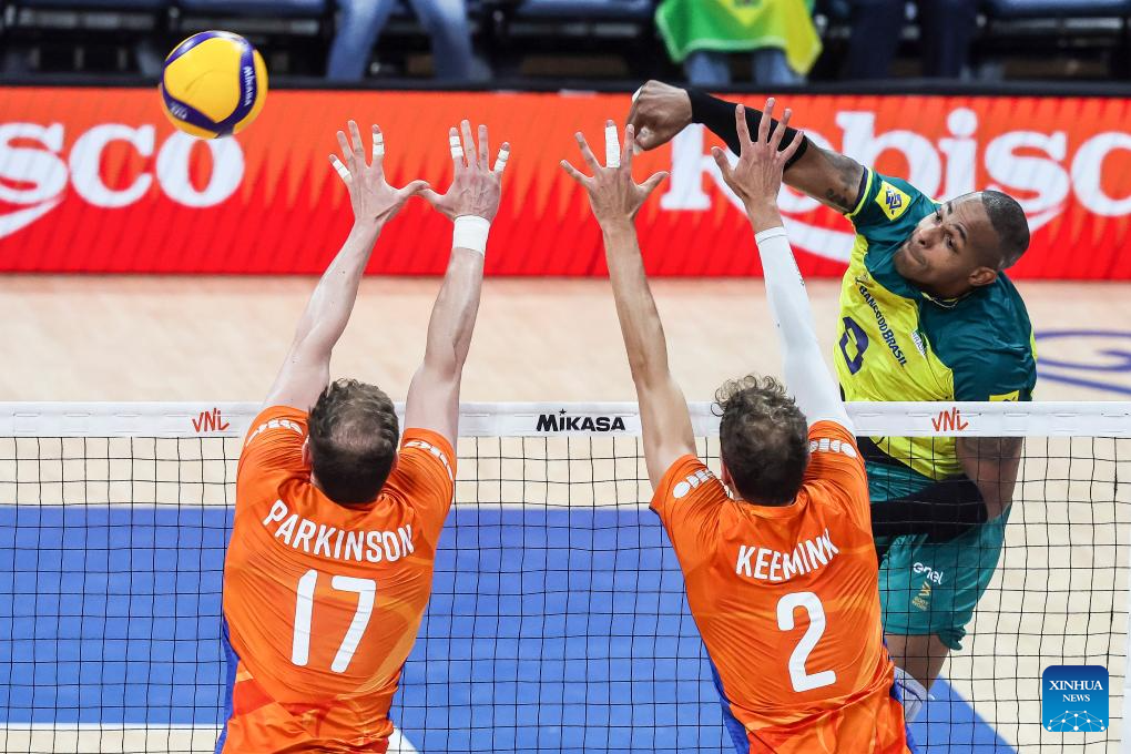 Volleybal Nations League Heren 2024: Brazilië vs.  Nederland-Xinhua