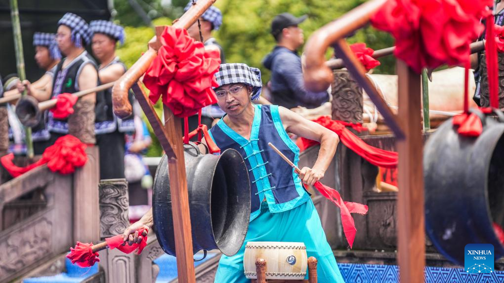 People Take Part in Celebration of 'Liuyueliu' in Liupanshui, SW China's Guizhou