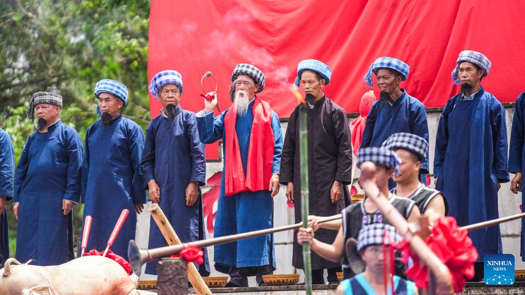 People Take Part in Celebration of 'Liuyueliu' in Liupanshui, SW China's Guizhou