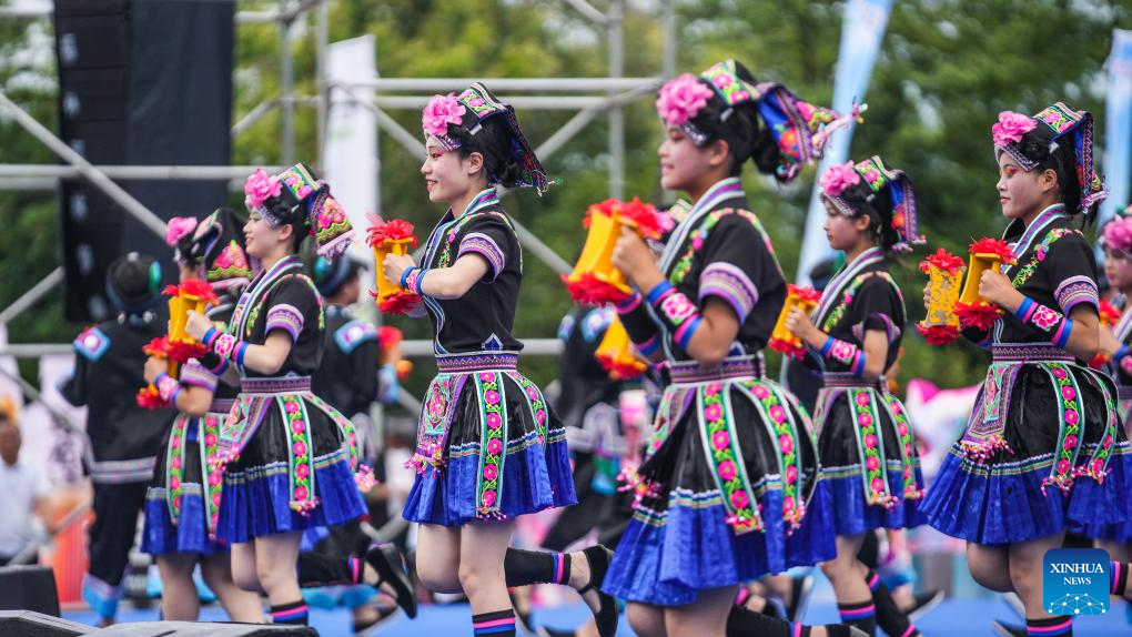 People Take Part in Celebration of 'Liuyueliu' in Liupanshui, SW China's Guizhou