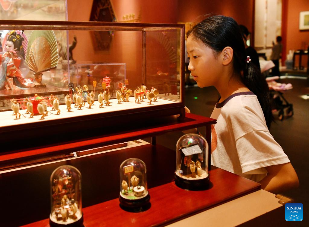 People Visit China Grand Canal Intangible Cultural Heritage Exhibition Hall in Cangzhou, N China