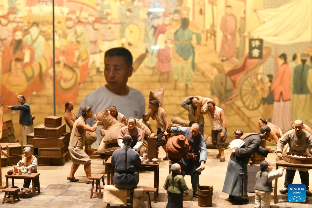 People Visit China Grand Canal Intangible Cultural Heritage Exhibition Hall in Cangzhou, N China