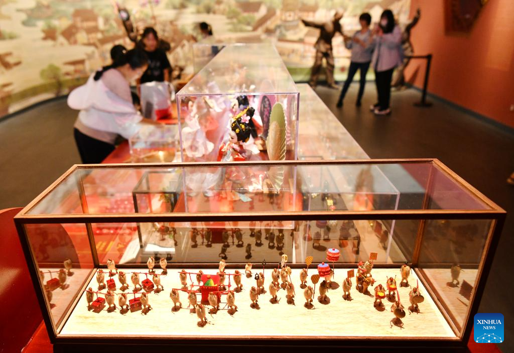 People Visit China Grand Canal Intangible Cultural Heritage Exhibition Hall in Cangzhou, N China