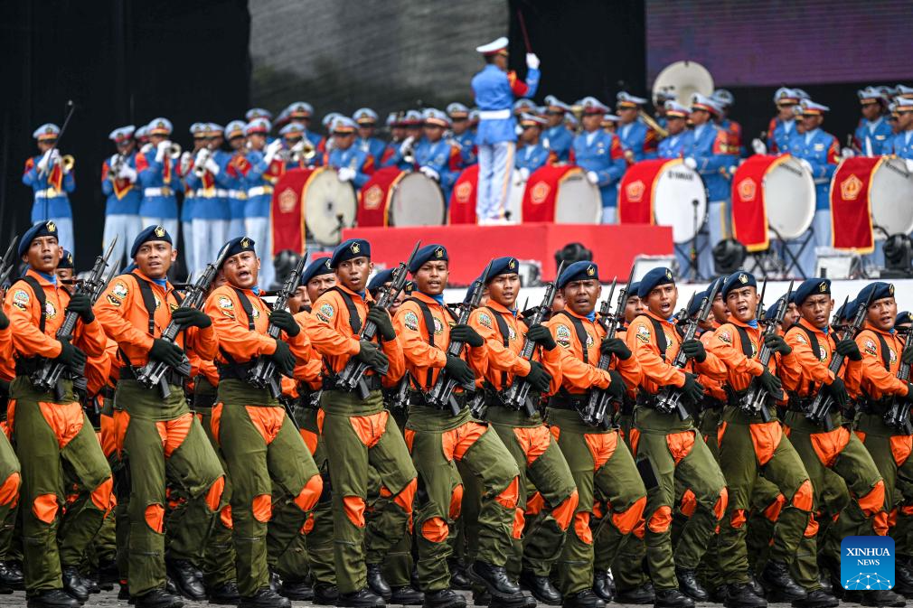 Latihan parade militer HUT ke-79 Tentara Nasional Indonesia-Xinhua