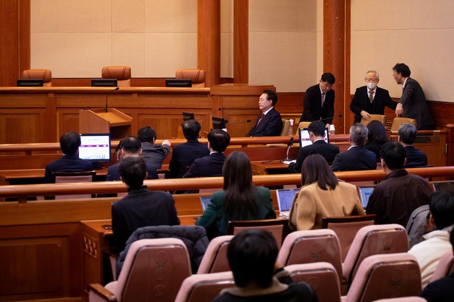 S. Korean President Yoon attends constitutional court hearing of impeachment trial