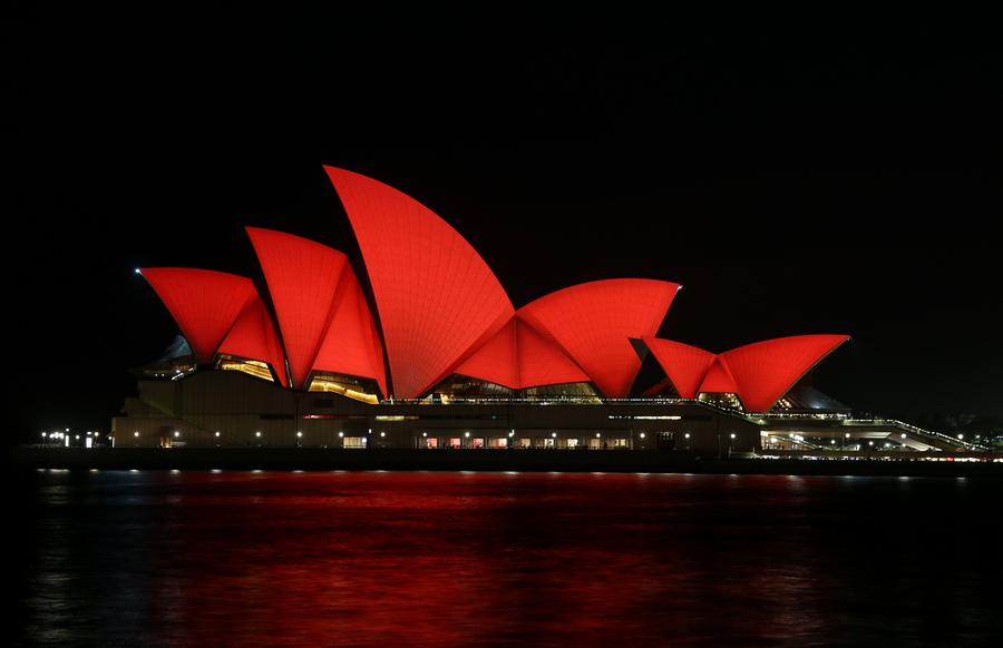 Album Sydney Opera House lights up in red for Chinese New YearXinhua