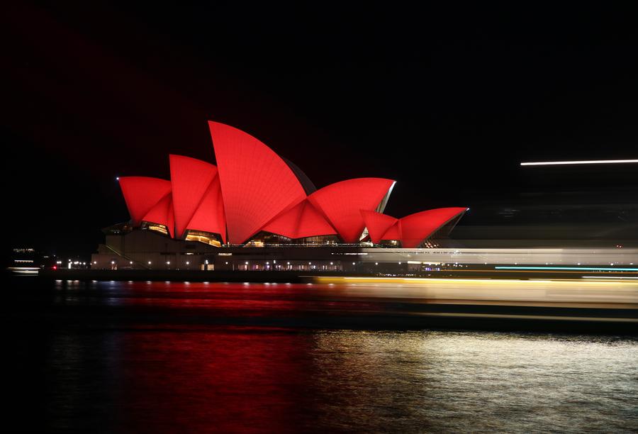Album Sydney Opera House lights up in red for Chinese New YearXinhua