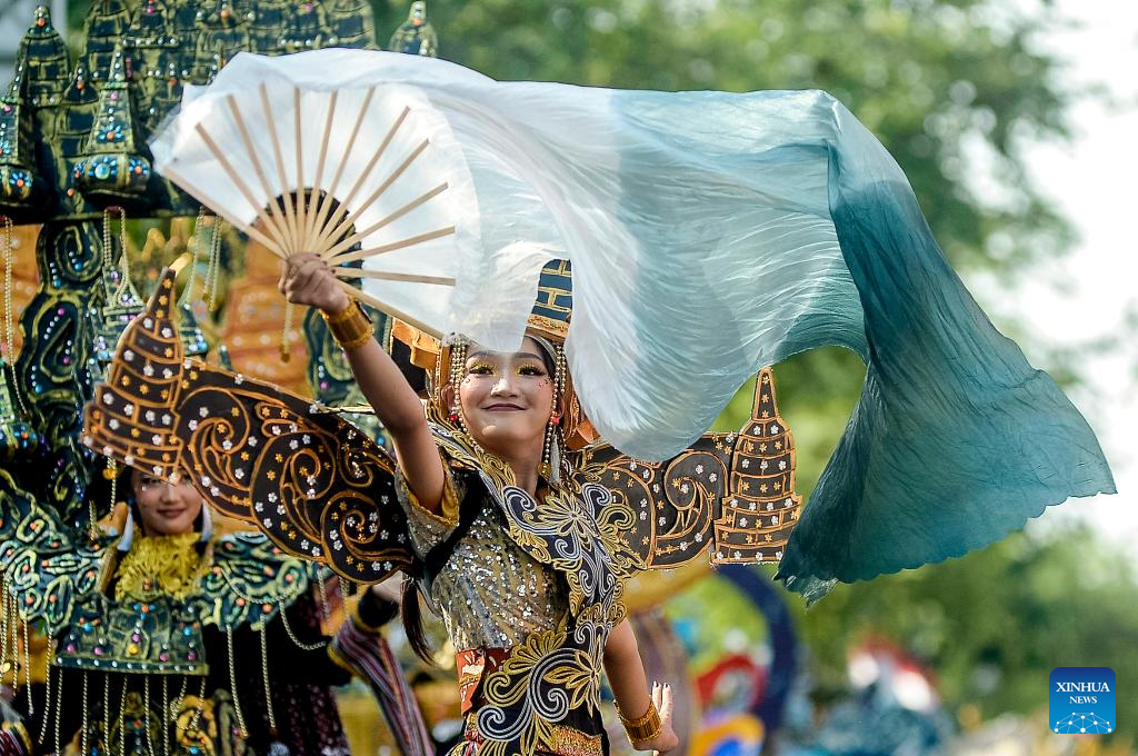 Carnival parade performers in Yogyakarta.