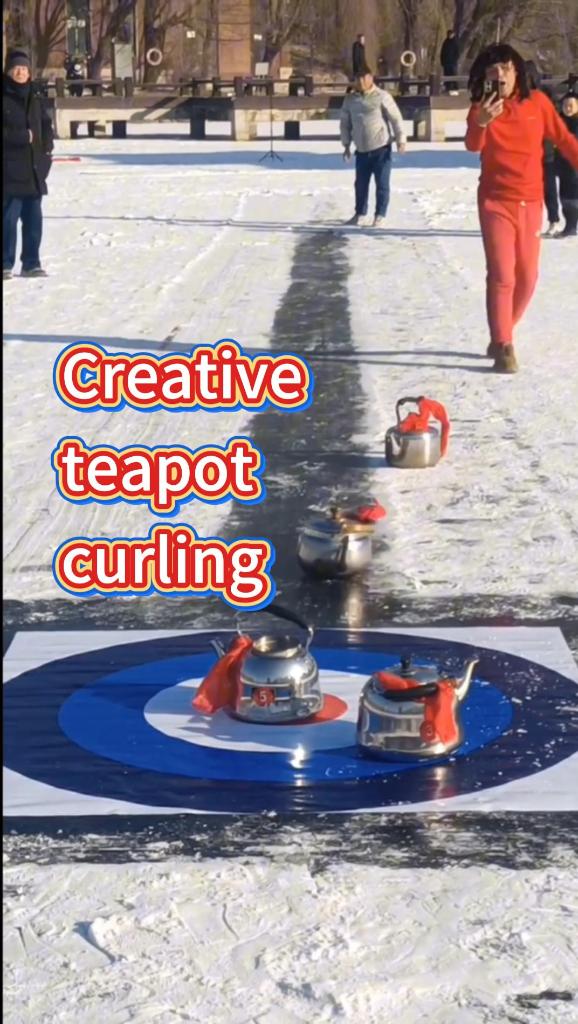 Creative residents play teapot curling in NE China