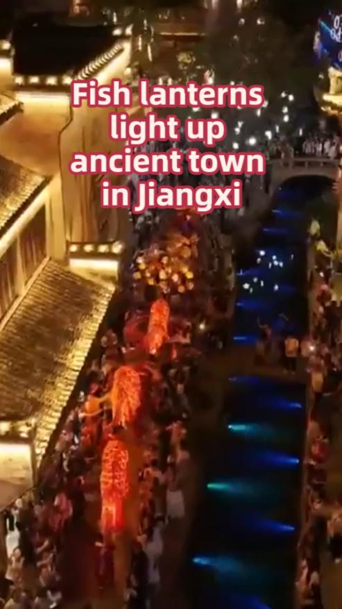 Fish lanterns light up ancient town in Jiangxi, China