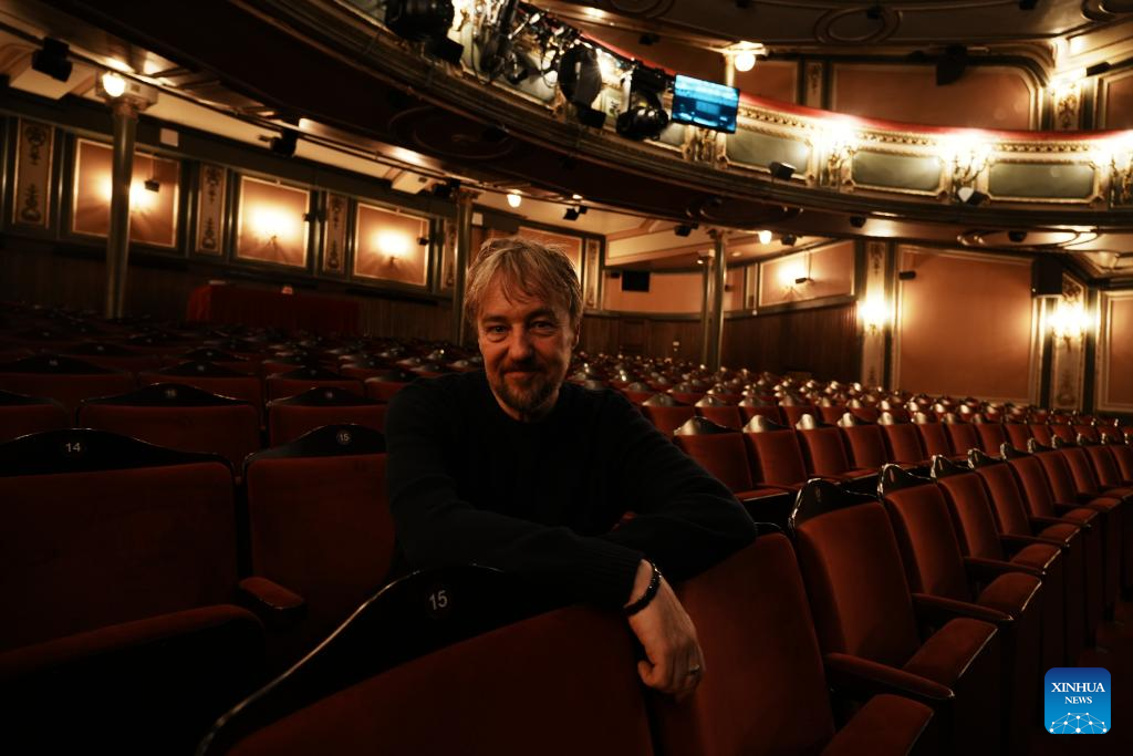 British musical actor John Owen-Jones poses at His Majesty's Theatre in central London, Britain, Dec. 22, 2025. (Xinhua/Zhao Jiasong)
