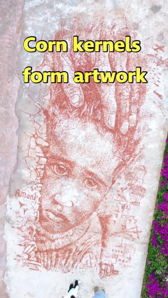 Corn kernels form surprising artwork in SW China village