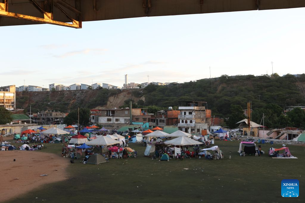 Tents are seen on a baseball field in Catia La Mar, La Guaira state, Venezuela, June 28, 2026