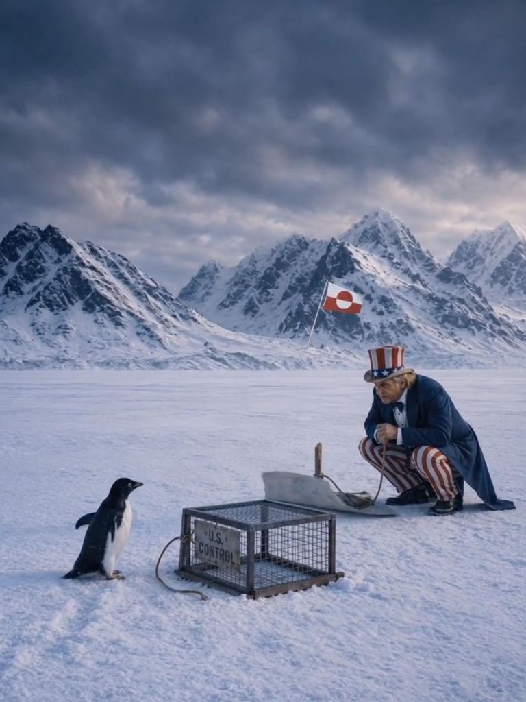 AI Cartoon | Uncle Sam and the "Penguin" in Greenland