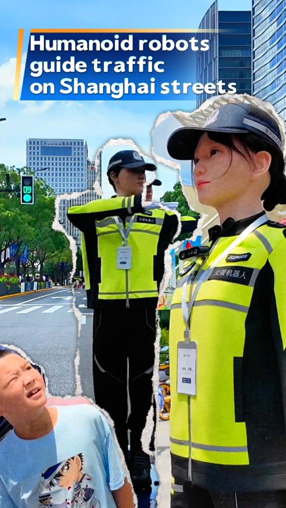Humanoid robots guide traffic on Shanghai streets