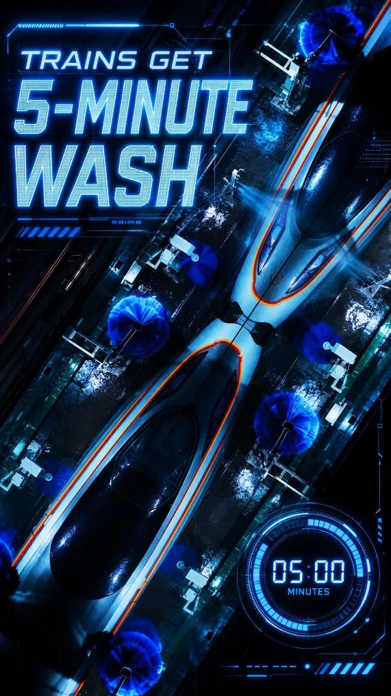 Trains get 5-minute wash