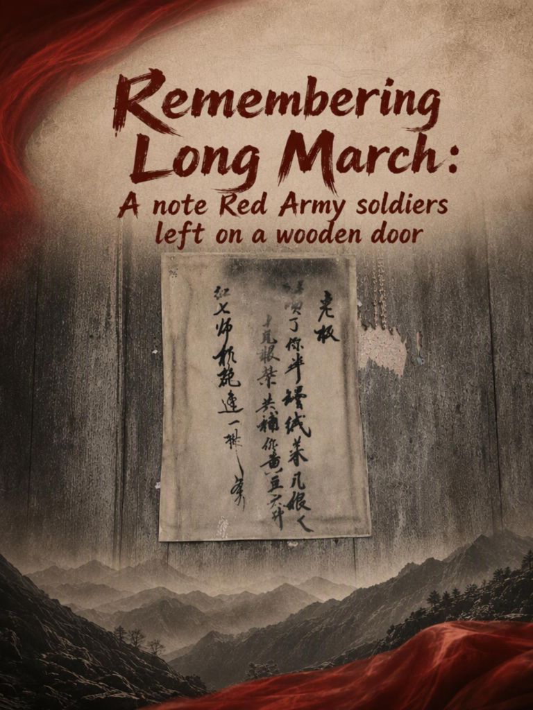 Remembering Long March: A note Red Army soldiers left on a wooden door