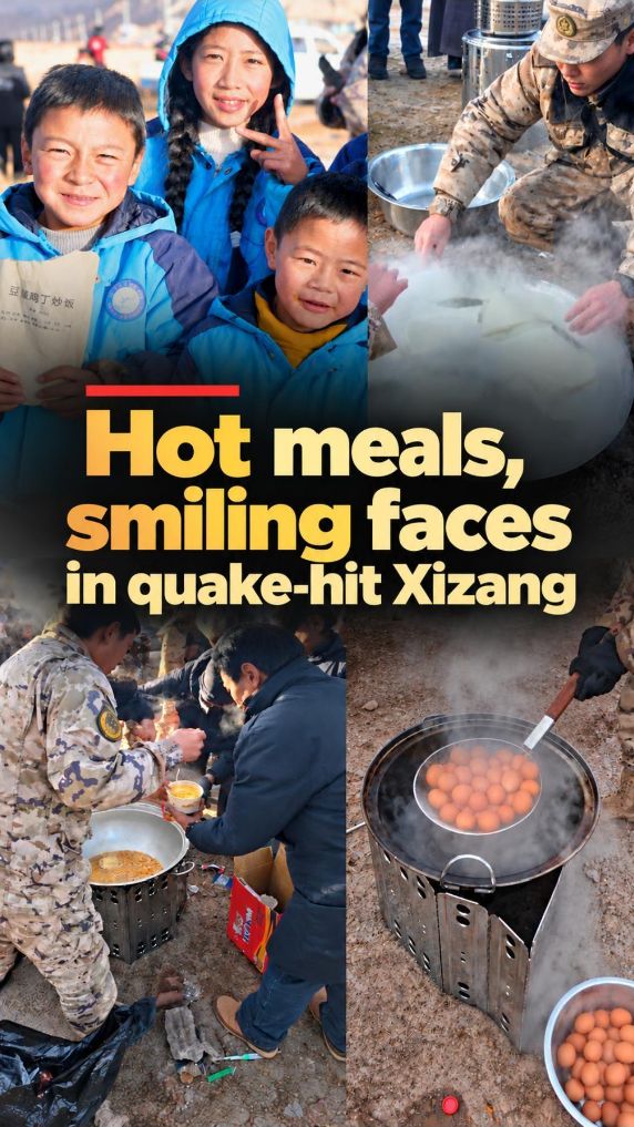 Hot meals, smiling faces in quake-hit Xizang