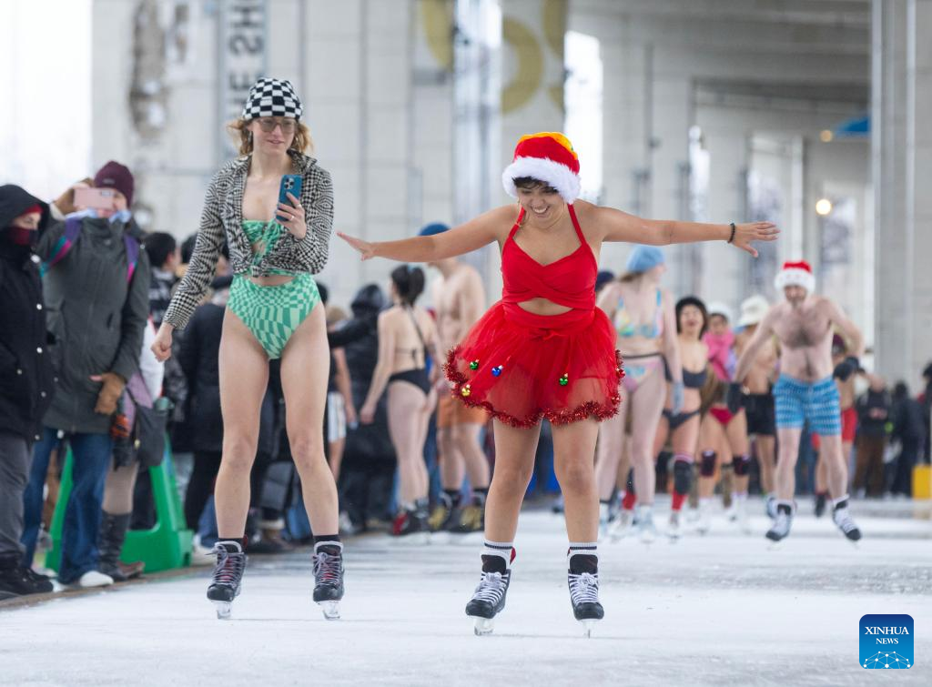 2024 Toronto Polar Bear Skate held at Bentway Skate Trail in CanadaXinhua